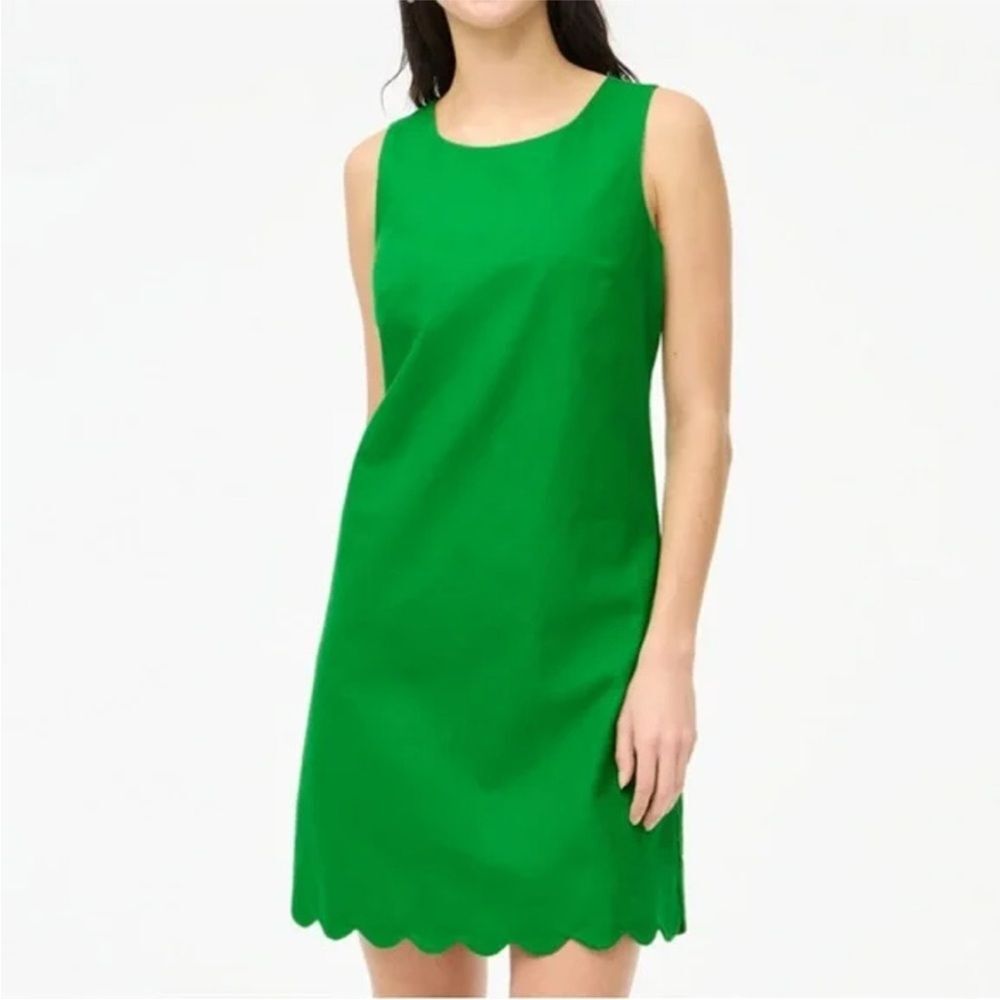 J Crew Factory NWT Scallop Linen Blend Shift Dress Size 6 in Green